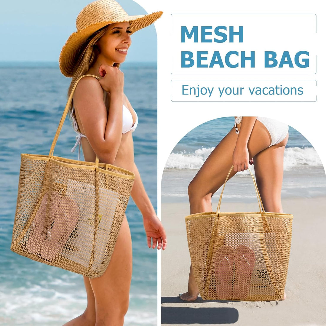 Mesh Beach Tote Bags for Women – Casual Hobo Pool &amp; Vacation Essentials