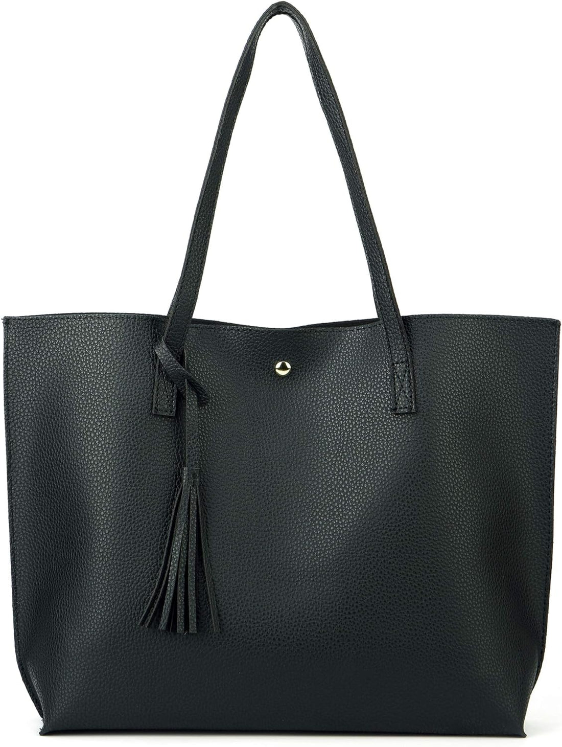 Women’s PU Faux Leather Tote Bag – Top Handle Satchel with Tassel Shoulder Strap