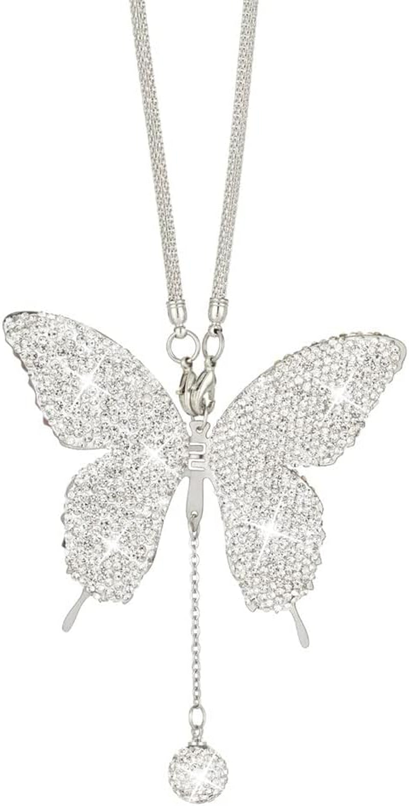 Bling Butterfly Diamond Car Accessories - Crystal Rear View Mirror Charms for Women, Valentine&