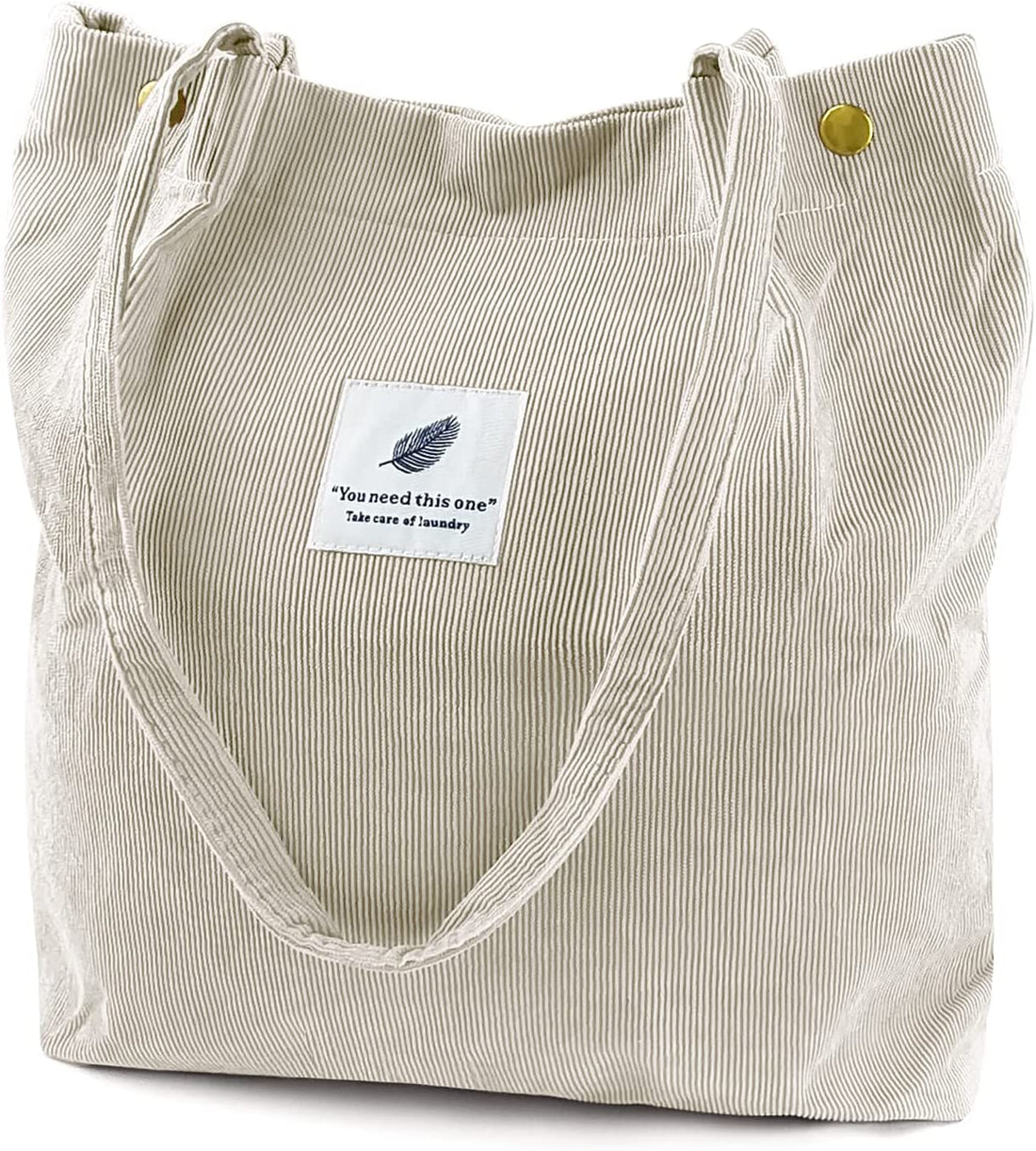 Corduroy Canvas Tote Bag for Women with Inner Pocket