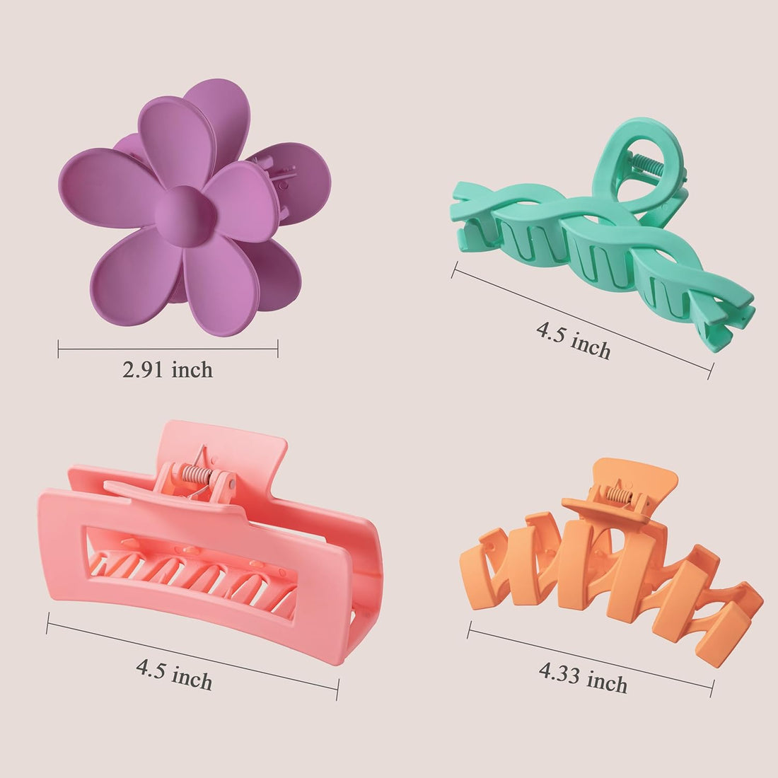 8PCS Colorful Flower Claw Hair Clips Set