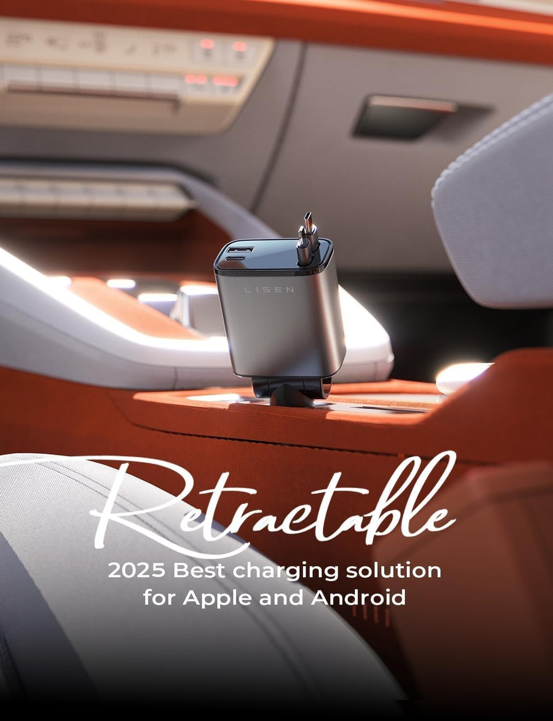 69W Retractable USB-C Car Charger for iPhone