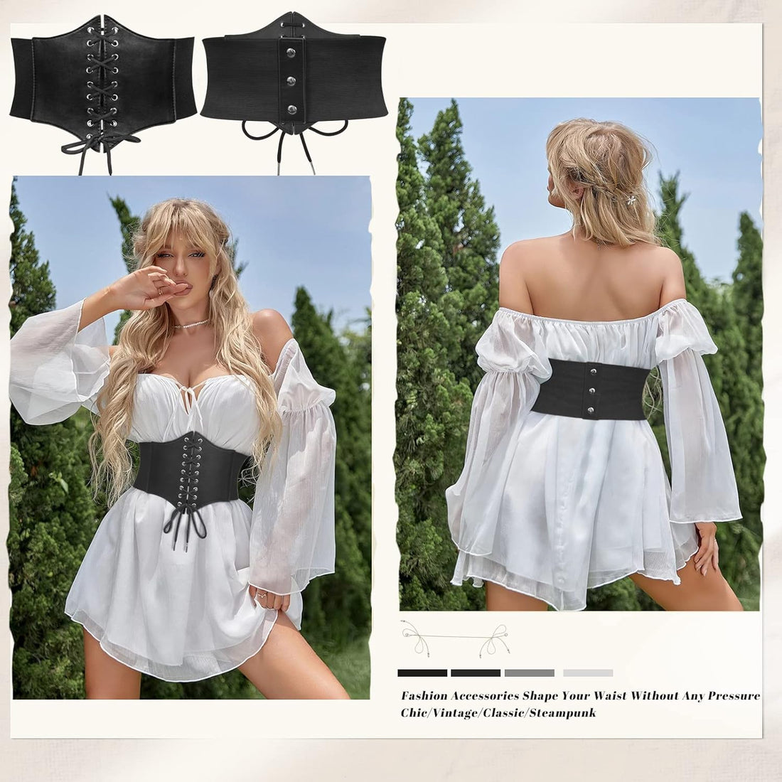 Women’s Elastic Lace-Up Waist Belt – Waspie Corset Style