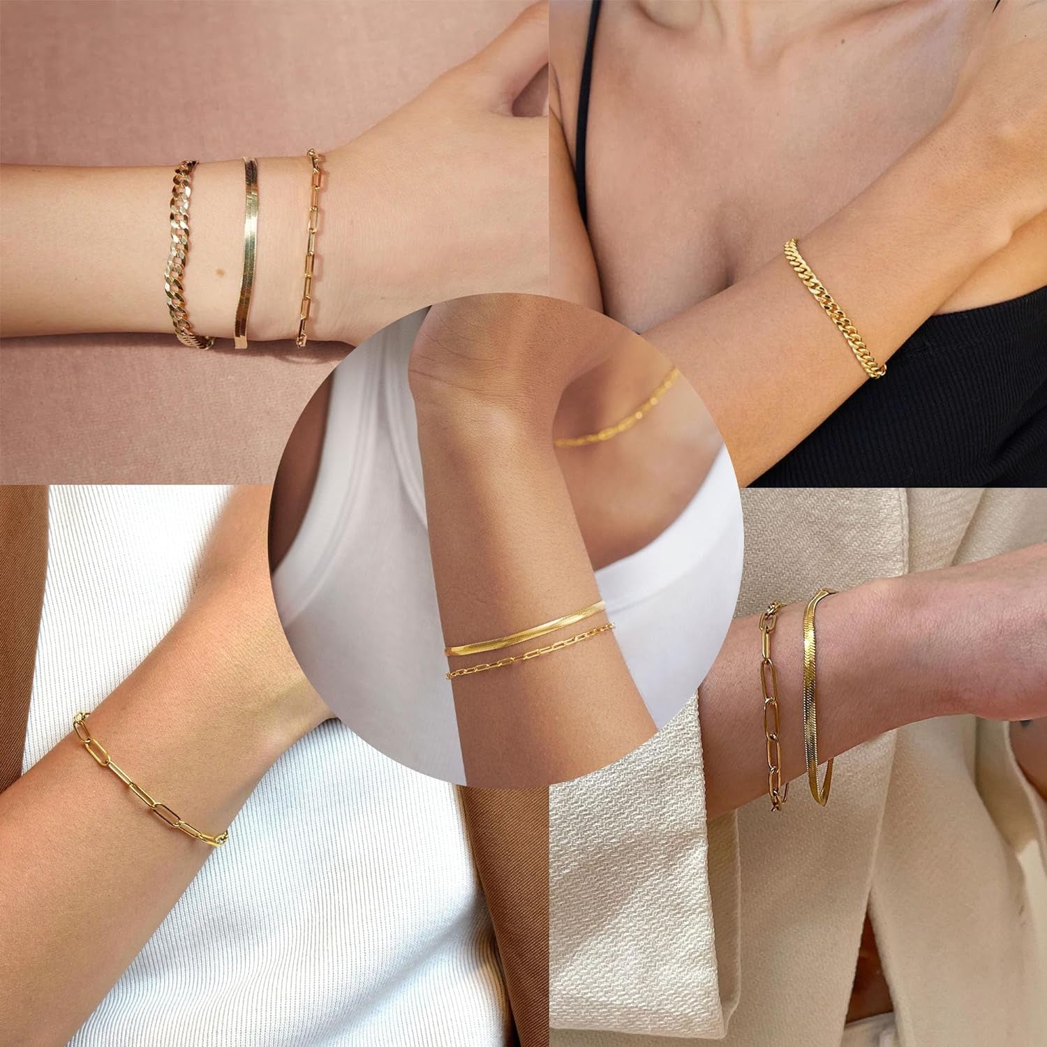 Dainty Gold &amp; Silver Bracelet Set for Women