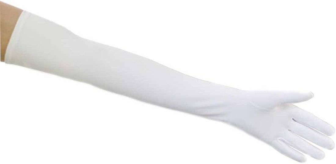 Matte Satin Opera Length Gloves, White