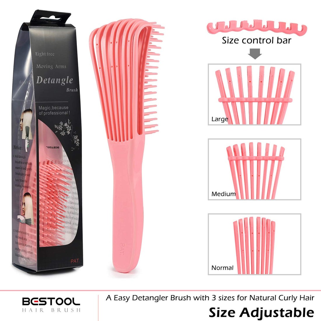 Detangling Hair Brush for Natural Black &amp; Curly Hair – Pink