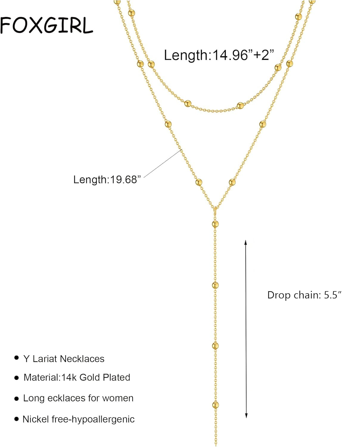 Dainty 14K Gold &amp; Silver Lariat Necklace