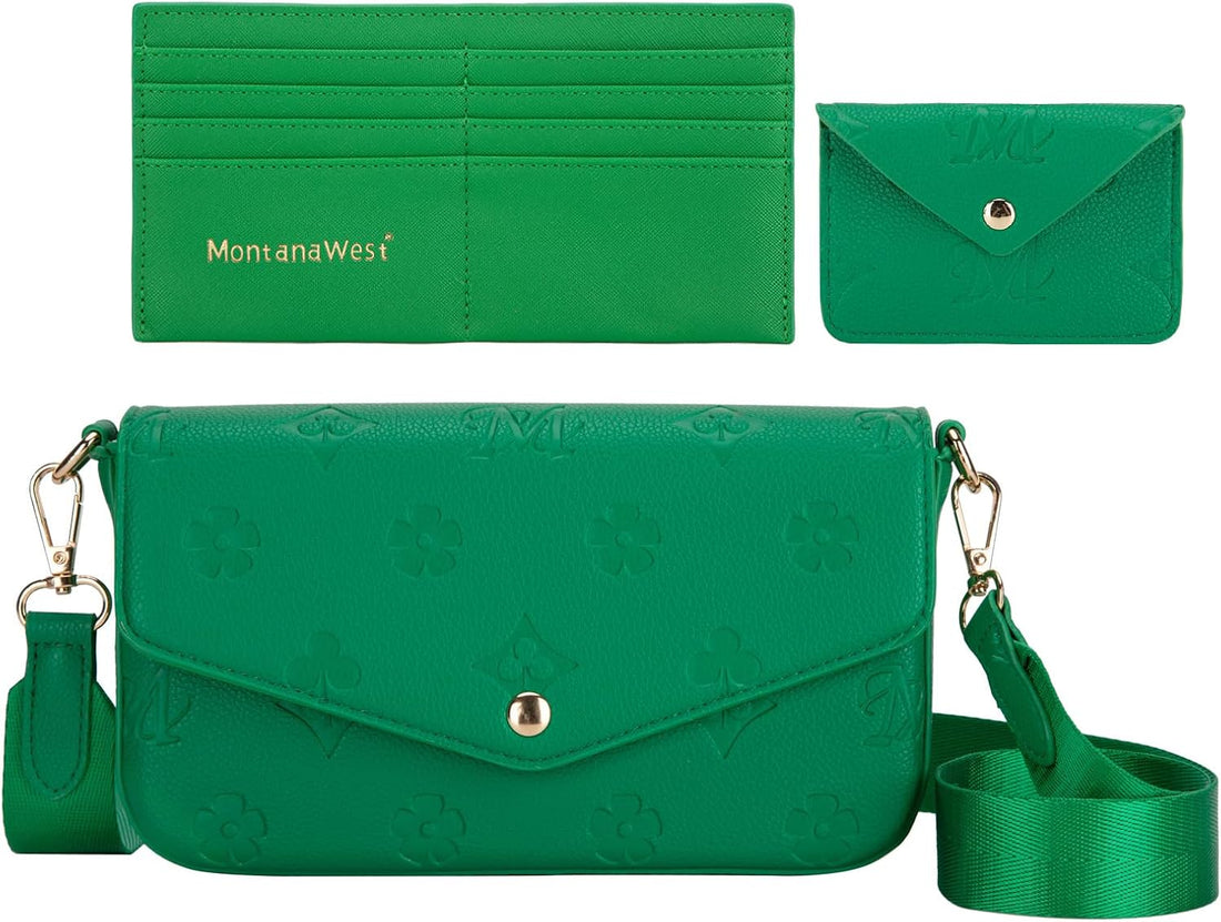 3PCS Crossbody Purse and Wallet Set for Women with Adjustable Strap