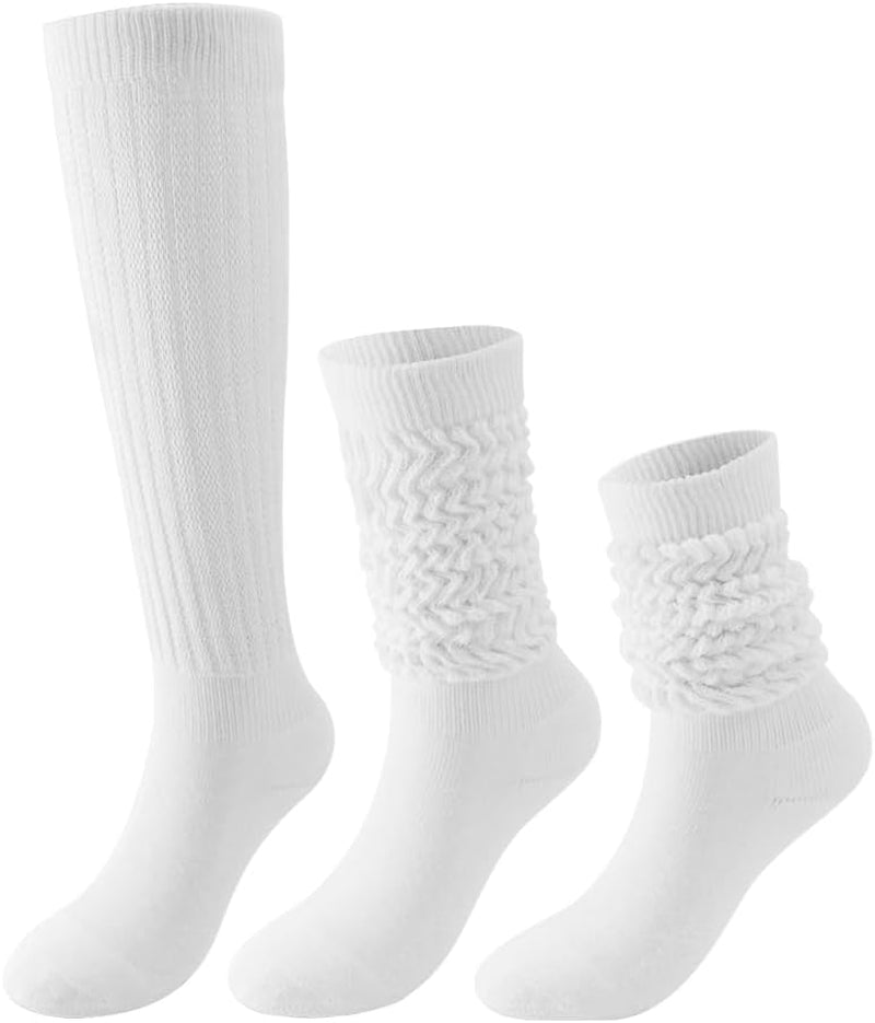 3 Pairs Slouch Socks – Long Scrunchy Tube Socks for Women &amp; Girls