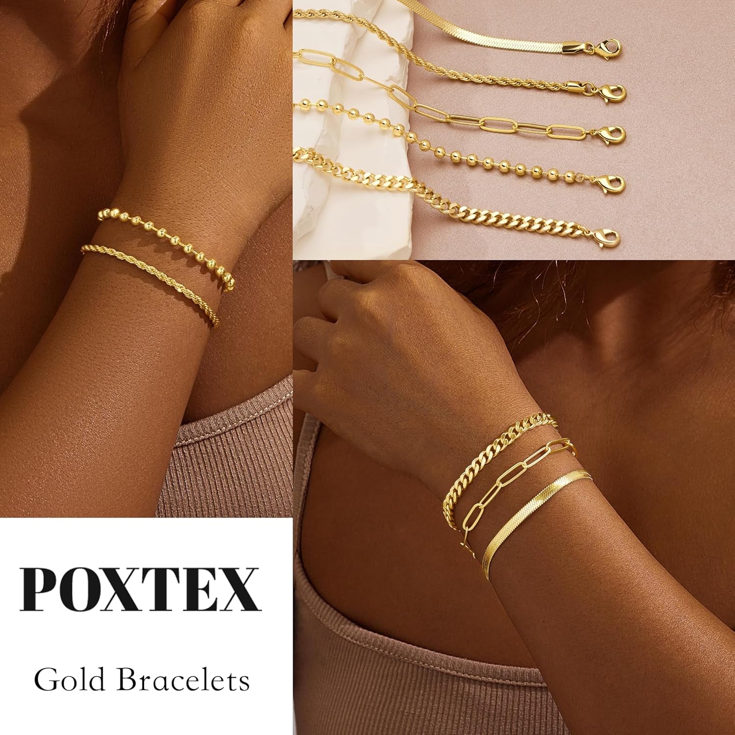 Dainty Gold &amp; Silver Bracelet Set for Women