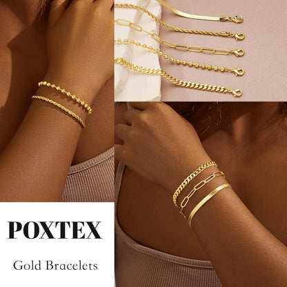 Dainty Gold &amp; Silver Bracelet Set for Women