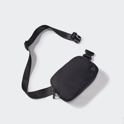 Two-Way Zipper Nylon Fanny Pack – Water-Repellent Crossbody Belt Bag (Black)