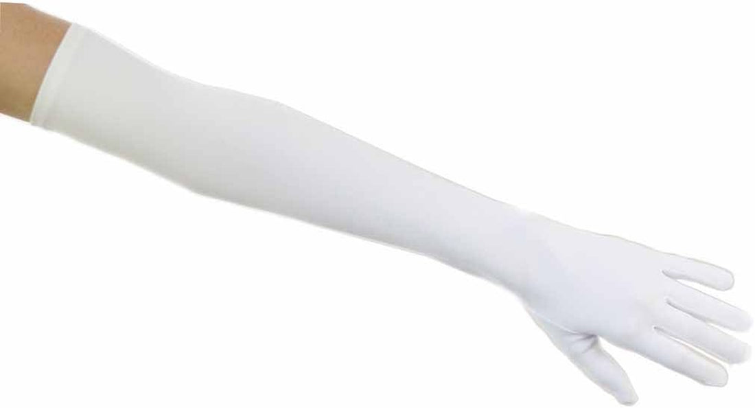 Matte Satin Opera Length Gloves, White