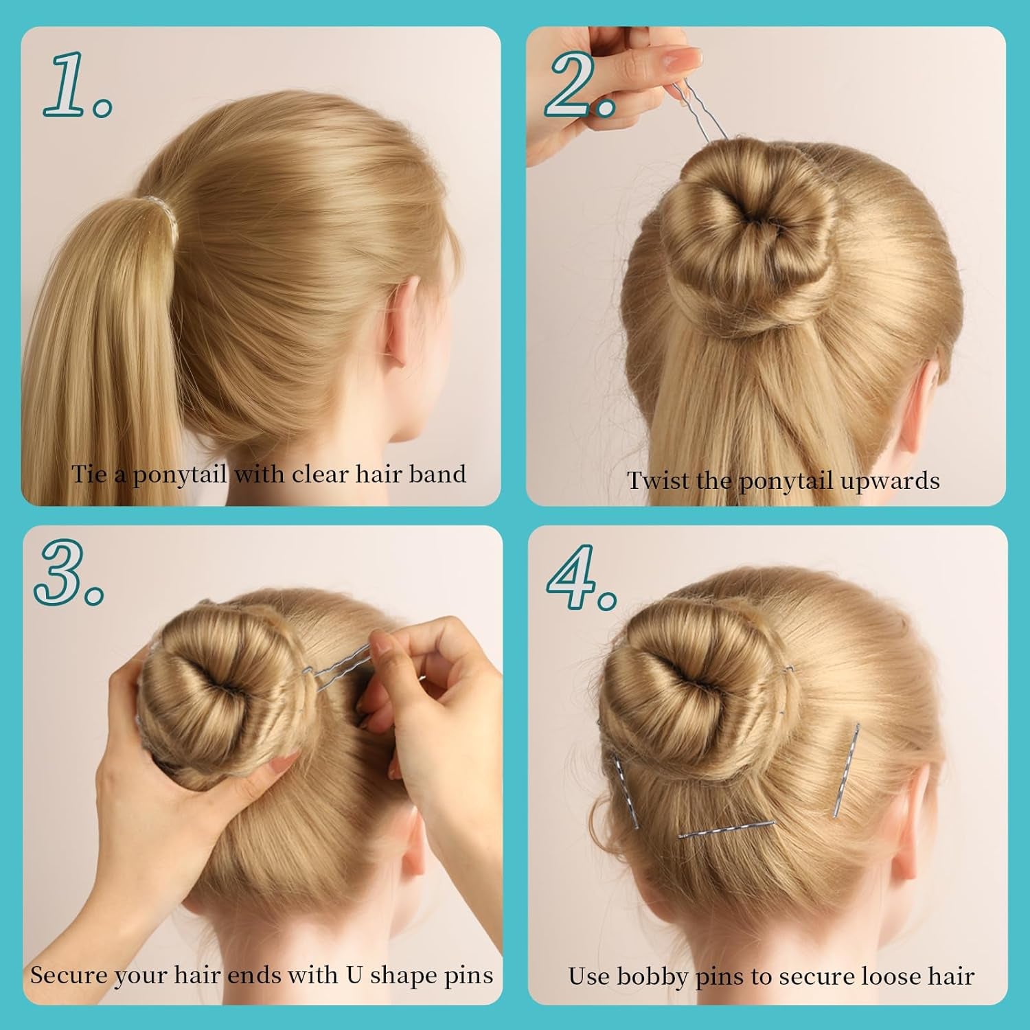300PCS Silver Bobby Pins &amp; Hair Bands Kit