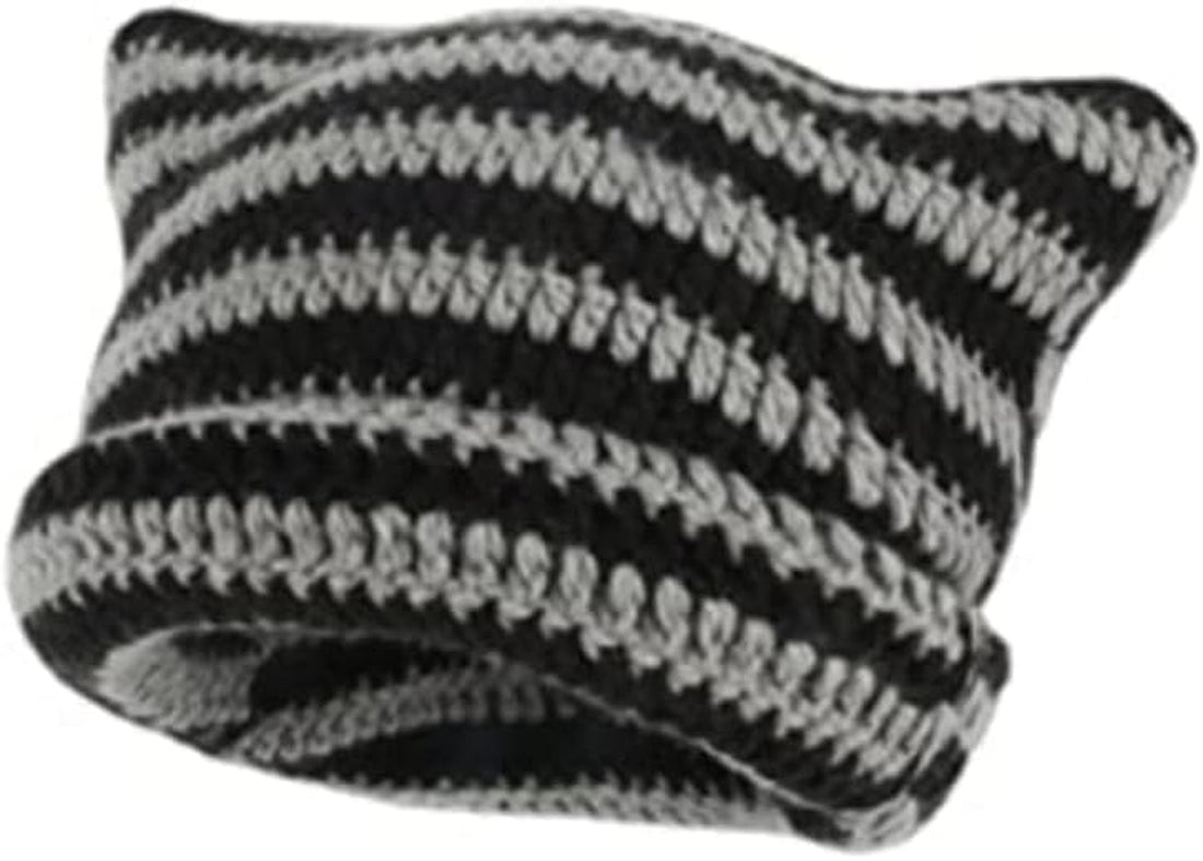 Vintage Crochet Cat &amp; Fox Beanies – Slouchy Hats for Women