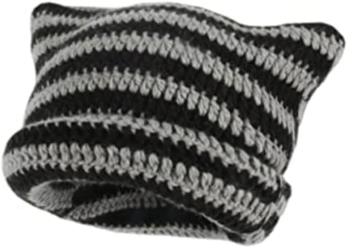 Vintage Crochet Cat &amp; Fox Beanies – Slouchy Hats for Women
