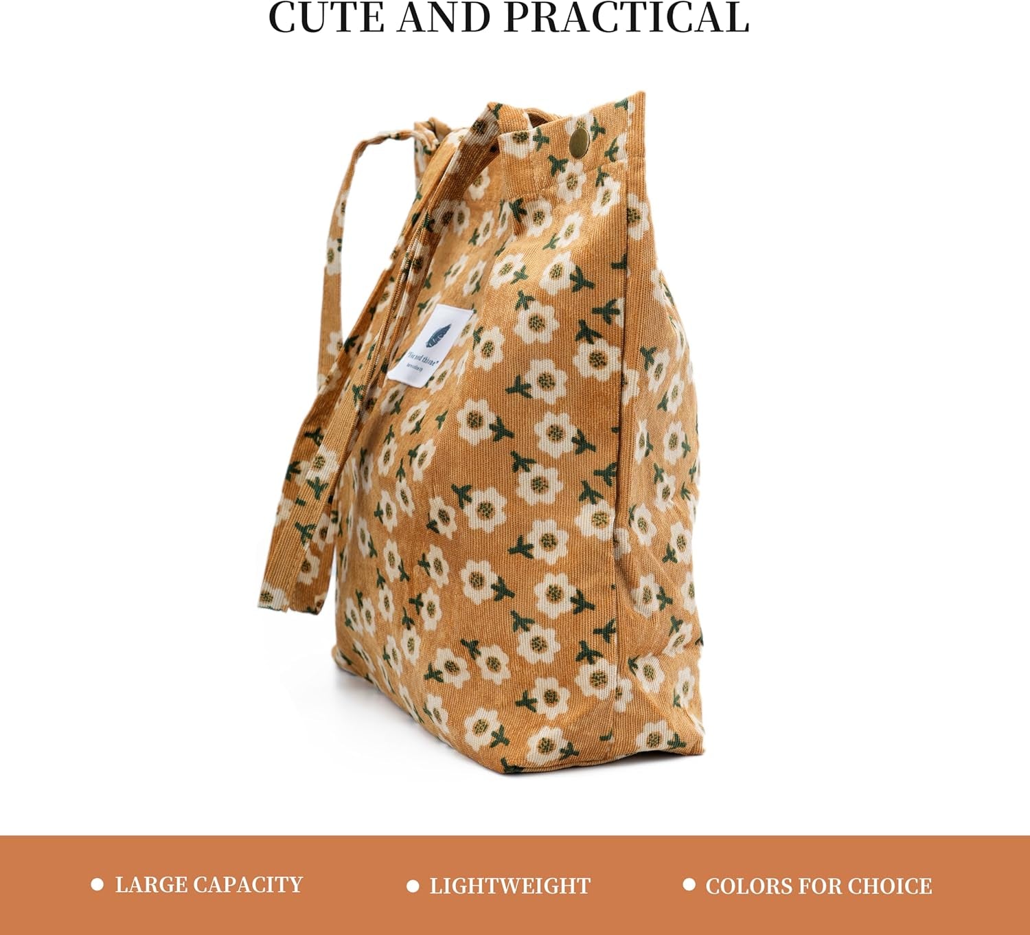 Cute Corduroy Canvas Tote Bag – Shoulder Handbag for Women Travel