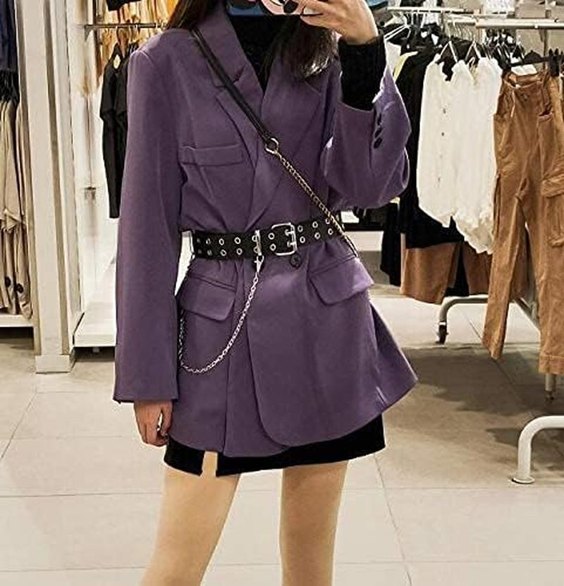 Double Grommet Leather Chain Waist Belt – Punk Style for Women