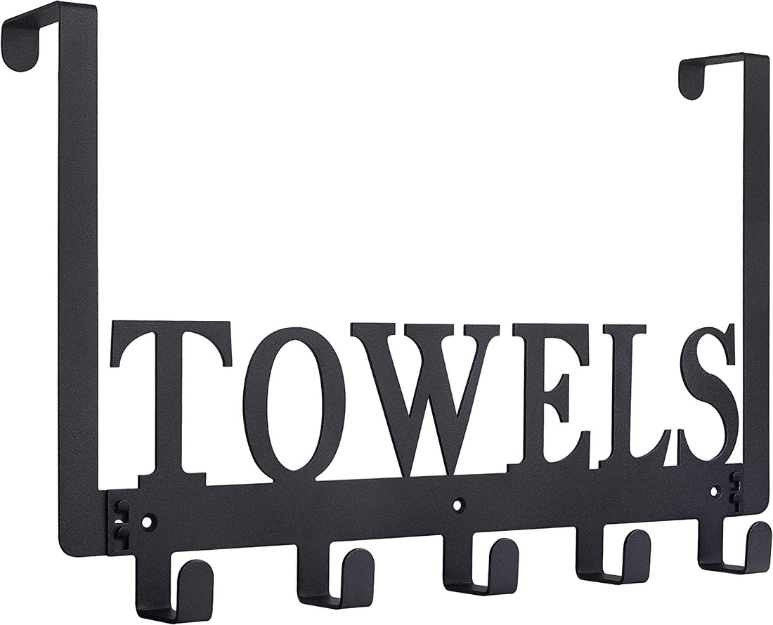Over the Door Black Metal Towel Hooks