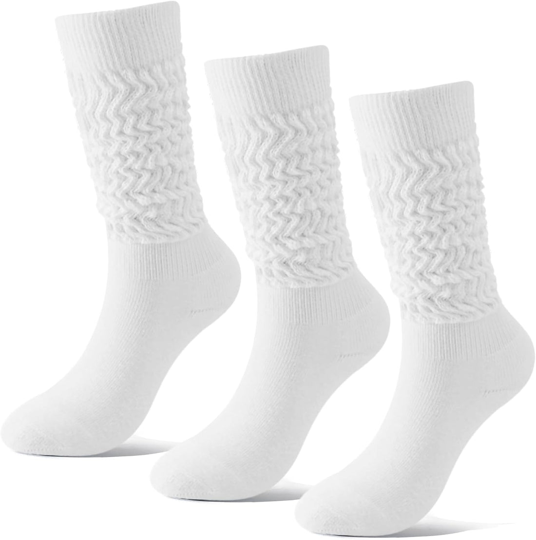 3 Pairs Slouch Socks – Long Scrunchy Tube Socks for Women &amp; Girls