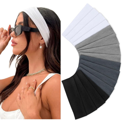 16PCS Non-Slip Elastic Cotton Headbands Set