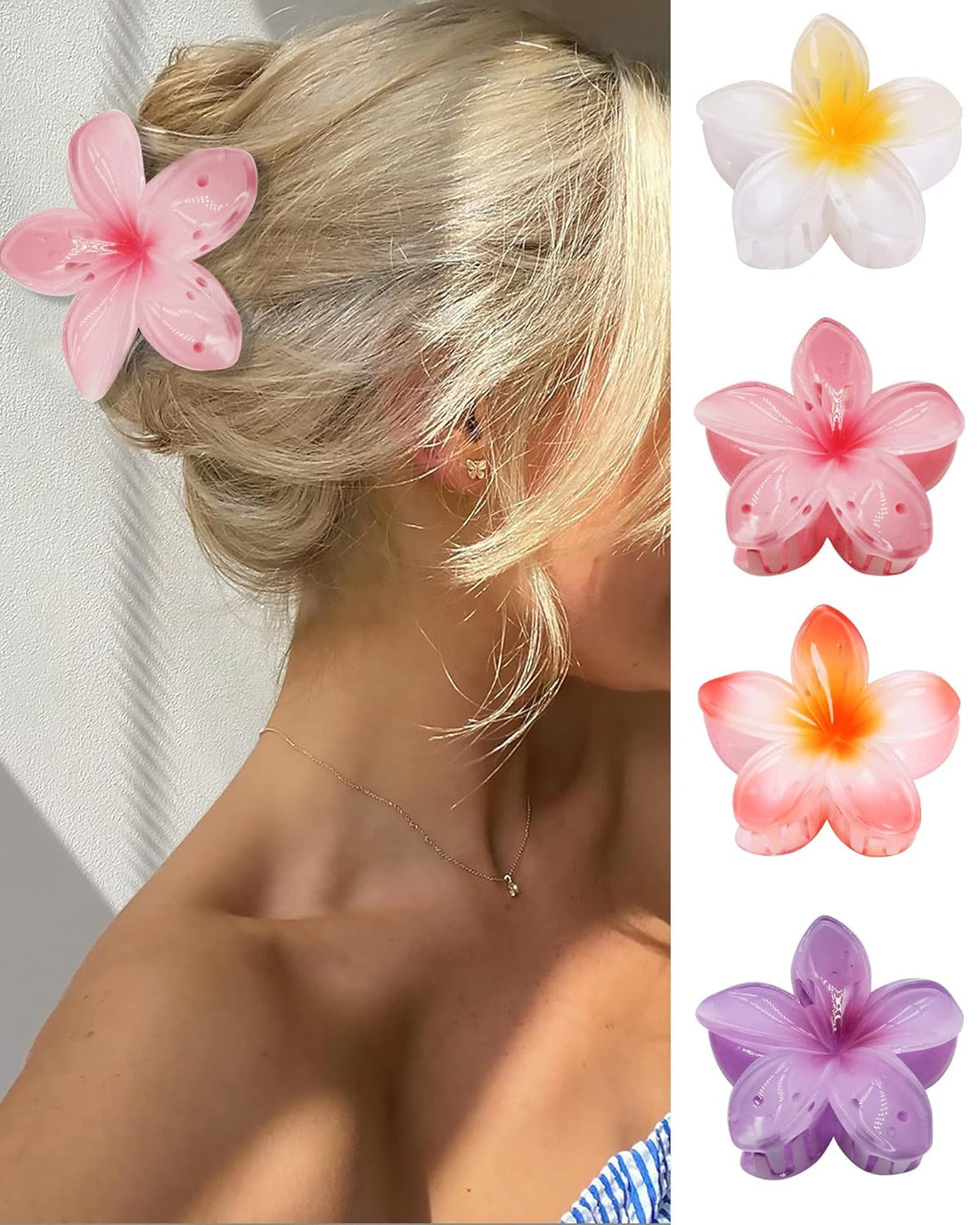 4 PCS Large Flower Hair Claw Clips for Thick