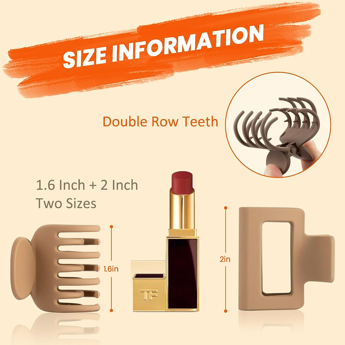 Matte Rectangle Claw Hair Clips Set (4PCS)