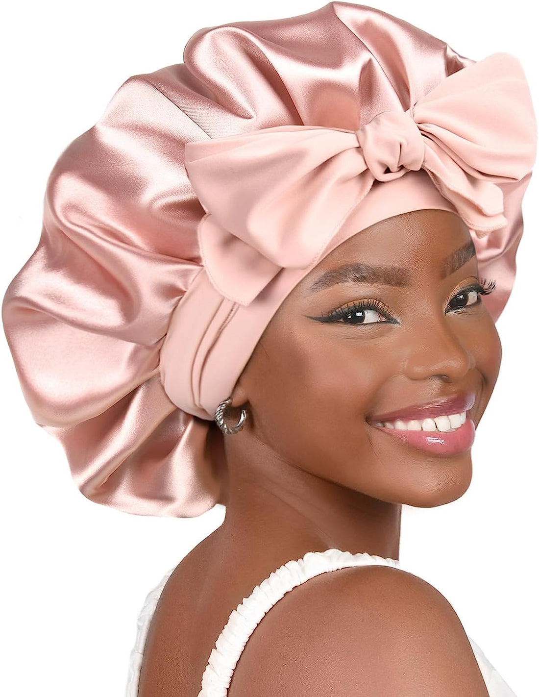 Silk Satin Bonnet for Sleeping – Double Layer Hair Bonnet with Tie