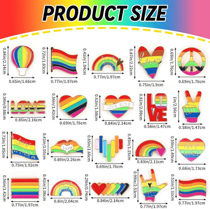 0Pcs Rainbow Pride Pins Set, 20 Styles