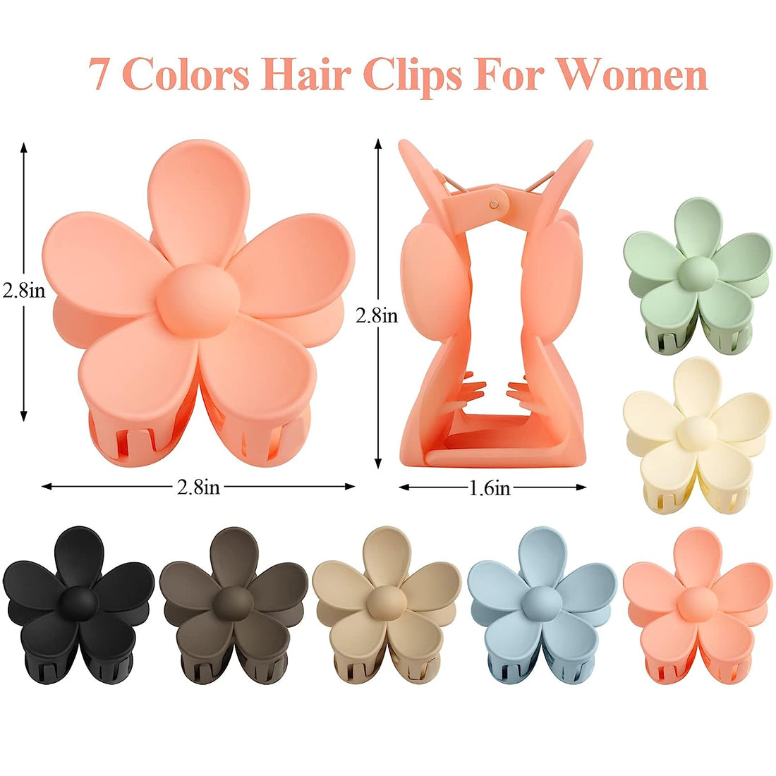 7PCS Colorful Flower Claw Hair Clips Set